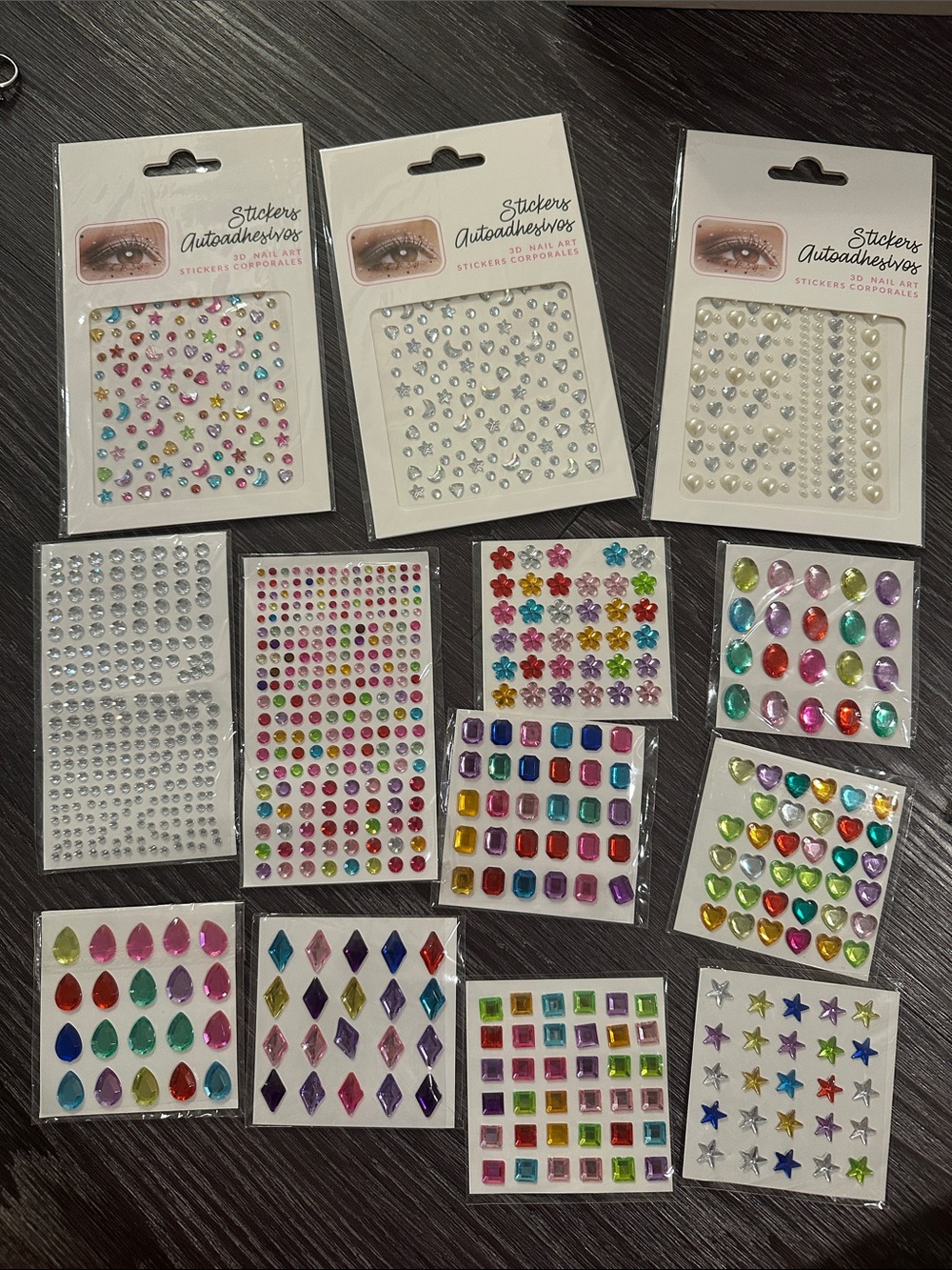 Assorted Multicolor Body/Nail Art Jewel Stickers - Decorative Gems Pack